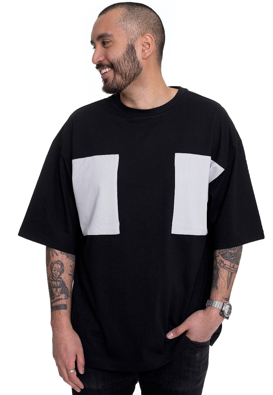Urban Classics - Big Double Pocket Black/Asphalt - T-Shirt