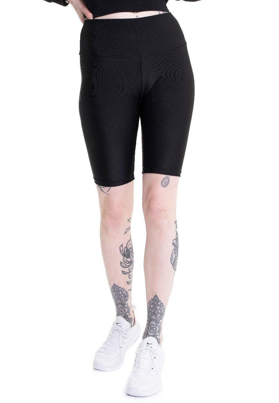 Urban Classics - Ladies High Waist Shiny Rib Cycle Black - Shorts