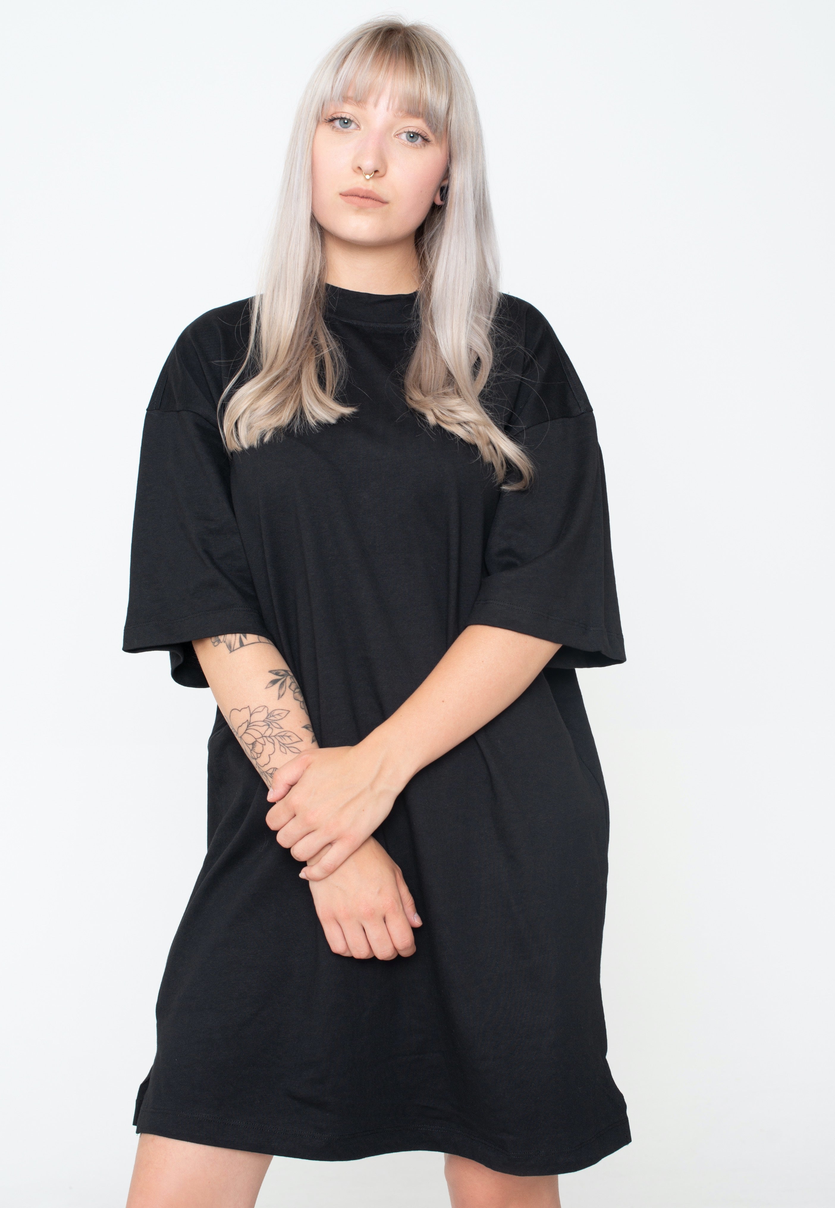 knee length dresses for ladies Urban Classics - Ladies Organic Heavy Oversized Tee Black - Dress