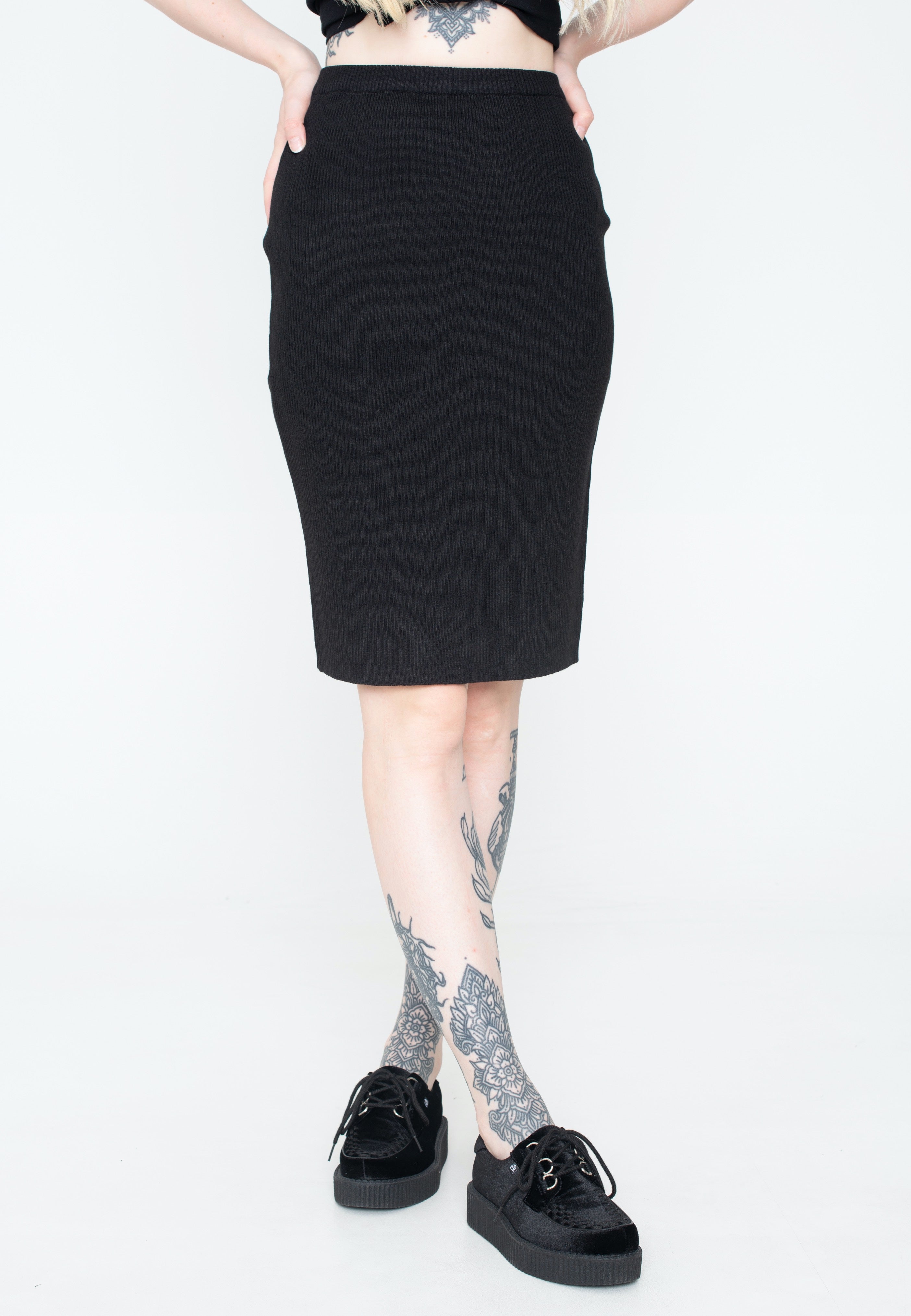 Urban Classics - Ladies Rib Knit Midi Black - Skirt