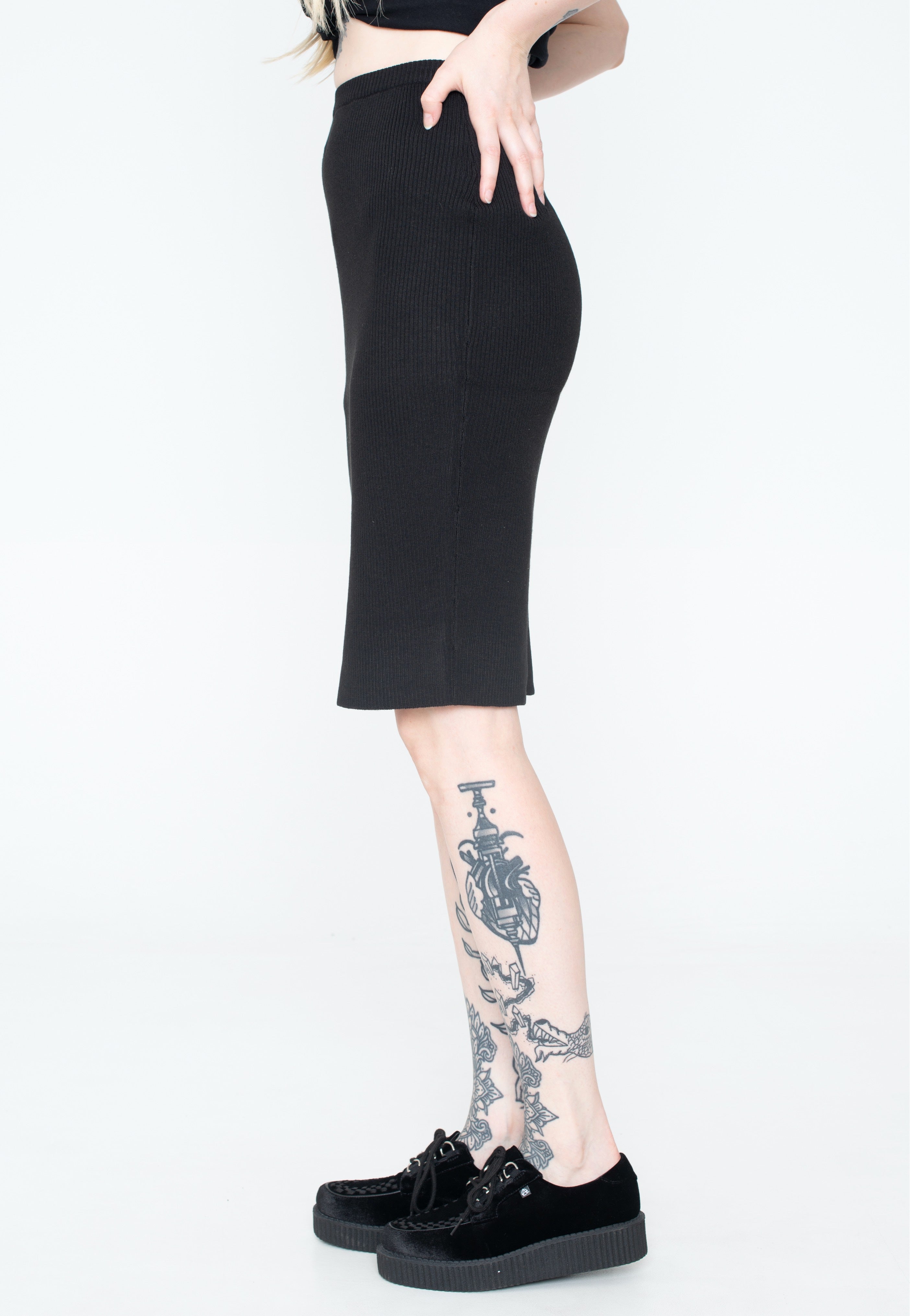 Urban Classics - Ladies Rib Knit Midi Black - Skirt