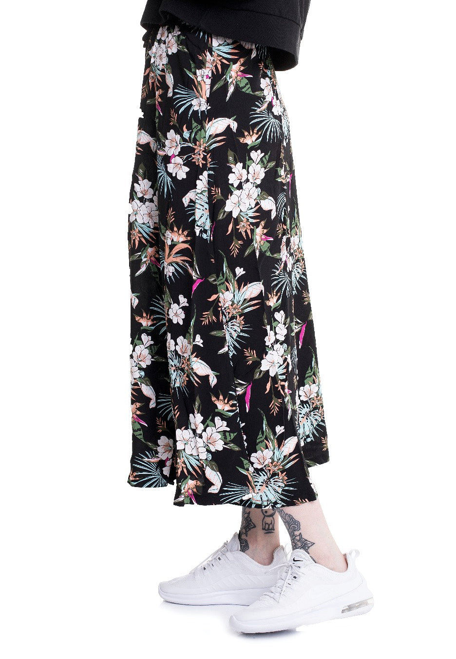 Urban Classics - Ladies Viscose Midi Black Tropical - Skirt