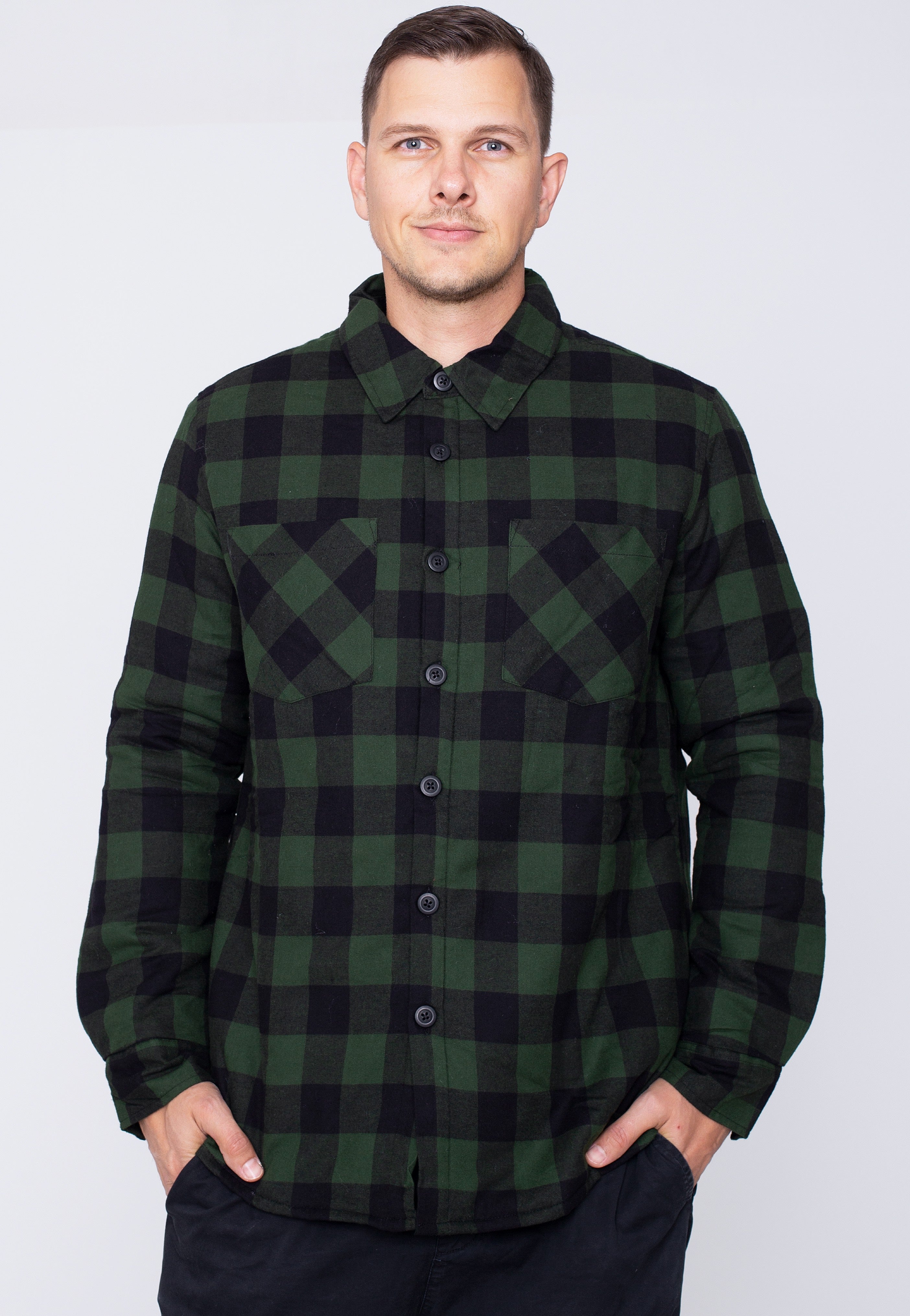 Urban Classics - Padded Check Flannel Black/Forest - Shirt