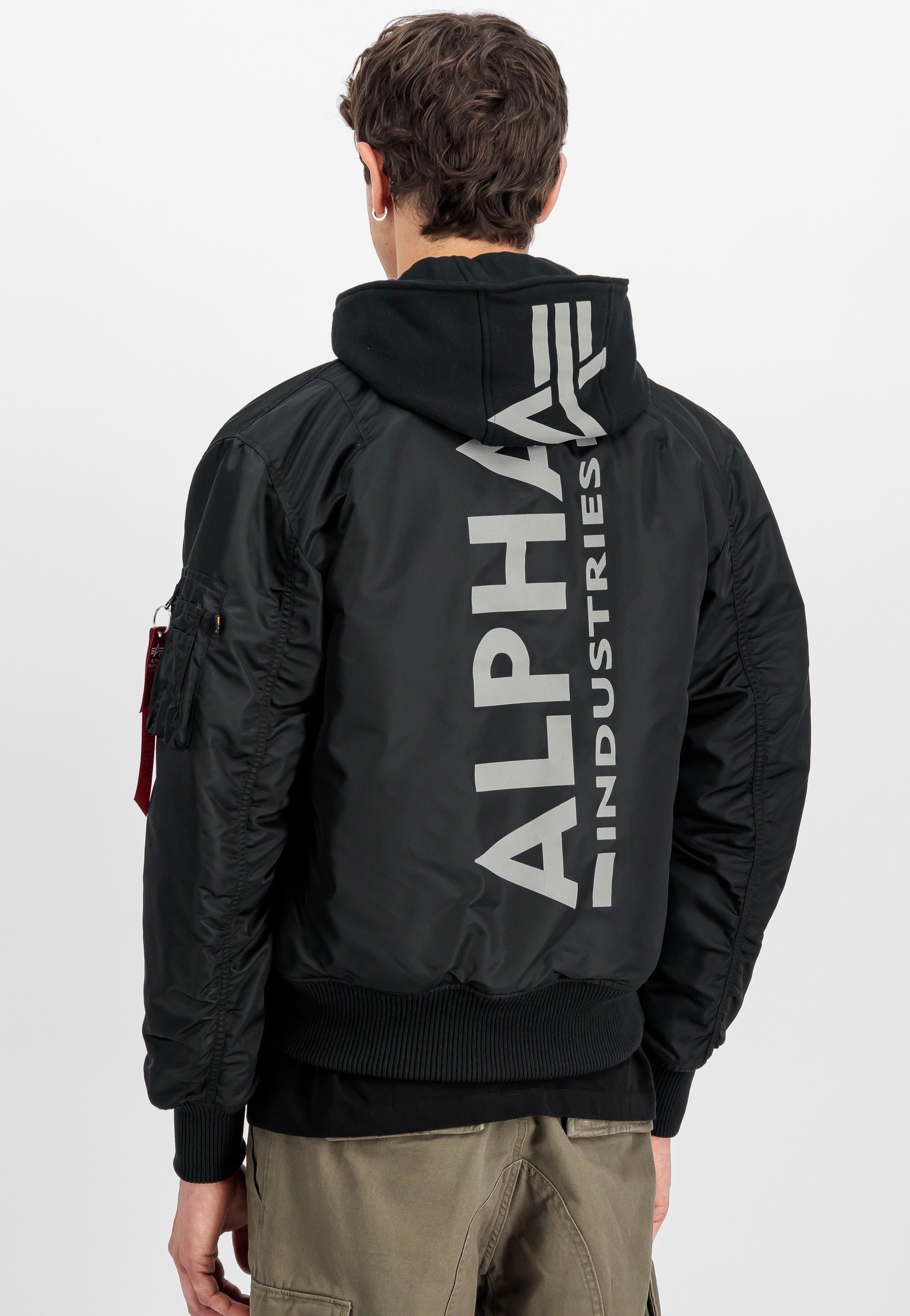 Alpha Industries - MA-1 Zip Hood Back Print Black/Reflective