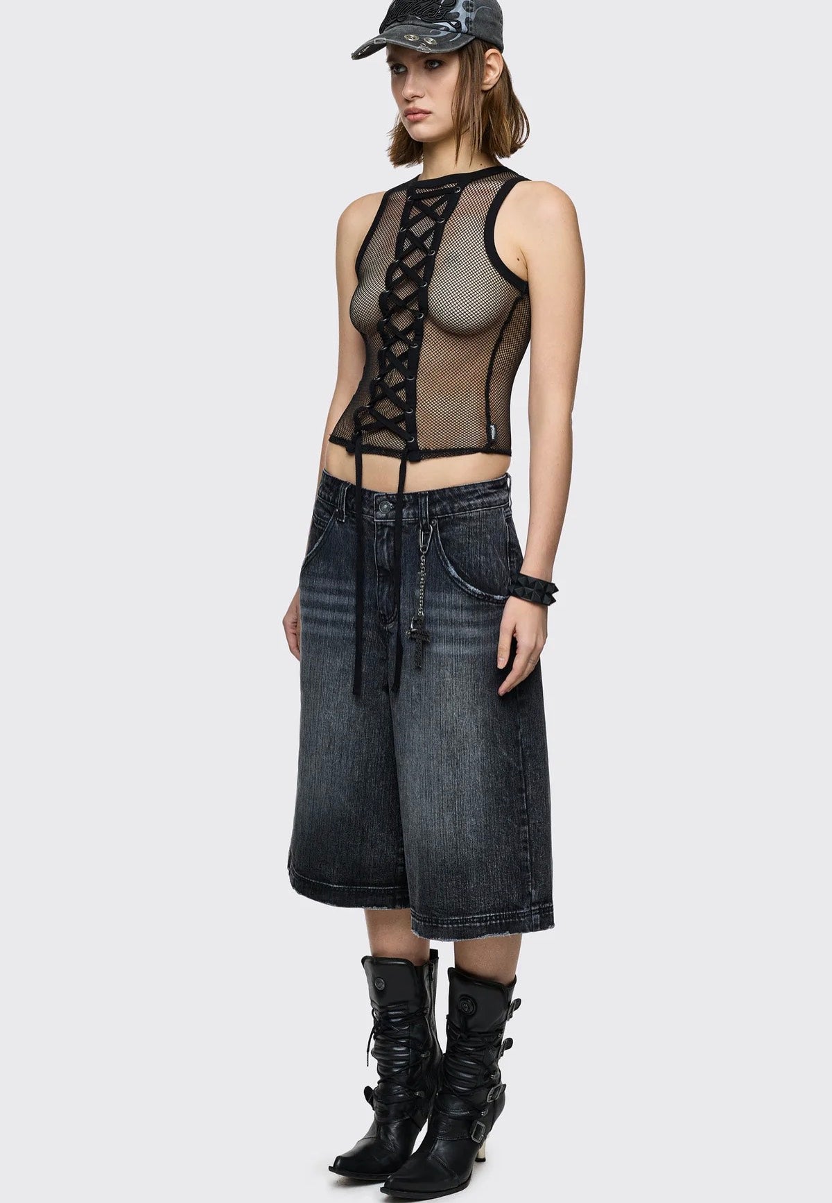 Minga London - Thrill Fishnet Vest Black - Top | Women-Image