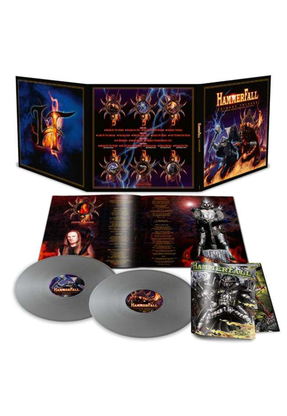 Hammerfall - Crimson Thunder: 20 Year Anniversary (Platinum Edition) Ltd. Silver - Colored 2 Vinyl + Comick