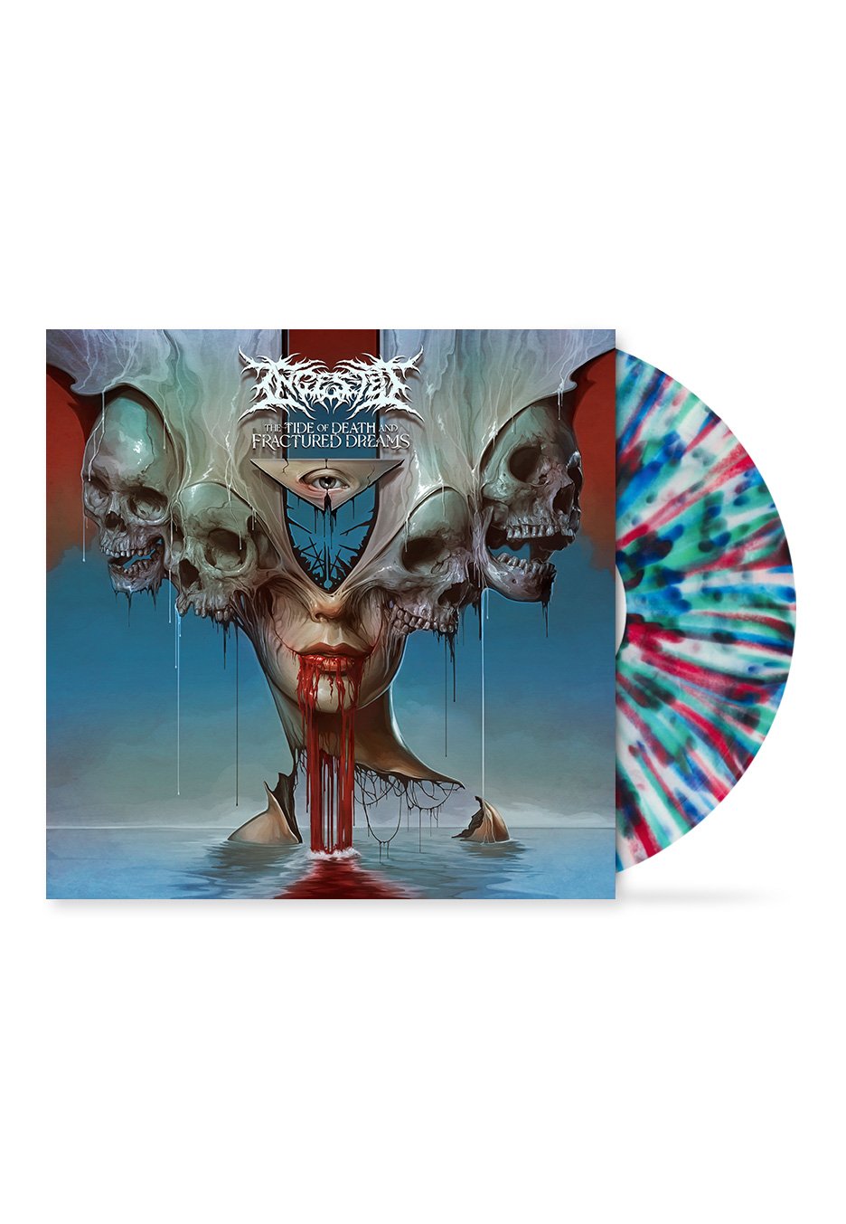 Ingested - The Tide Of Death And Fractured Dreams Transparent White w/ Blue/Green & Red - Splattered Vinyl