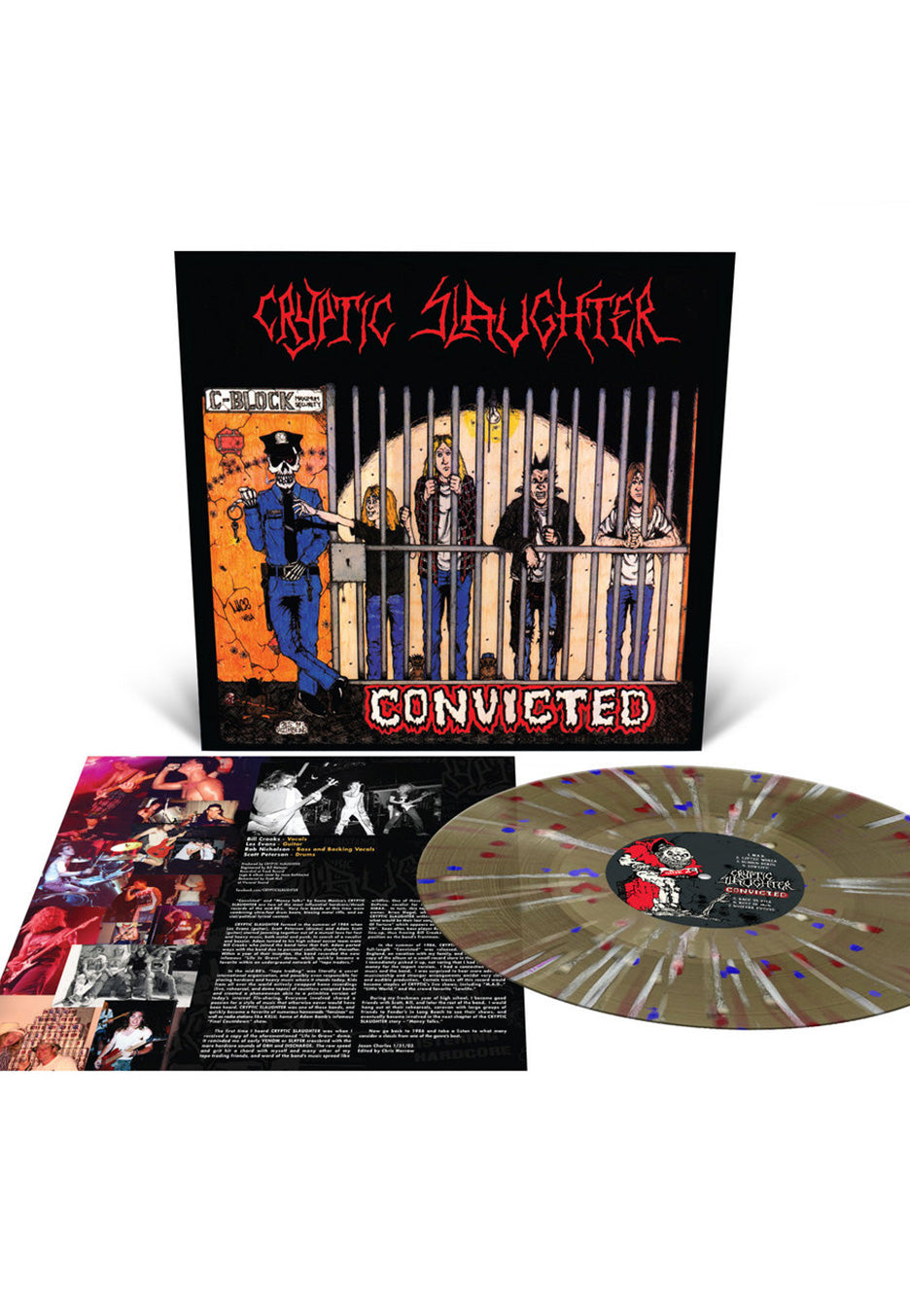 Cryptic Slaughter - Convicted Ltd. Black Ice w/ Red/White/Cyan Blue - Splattered Vinyl