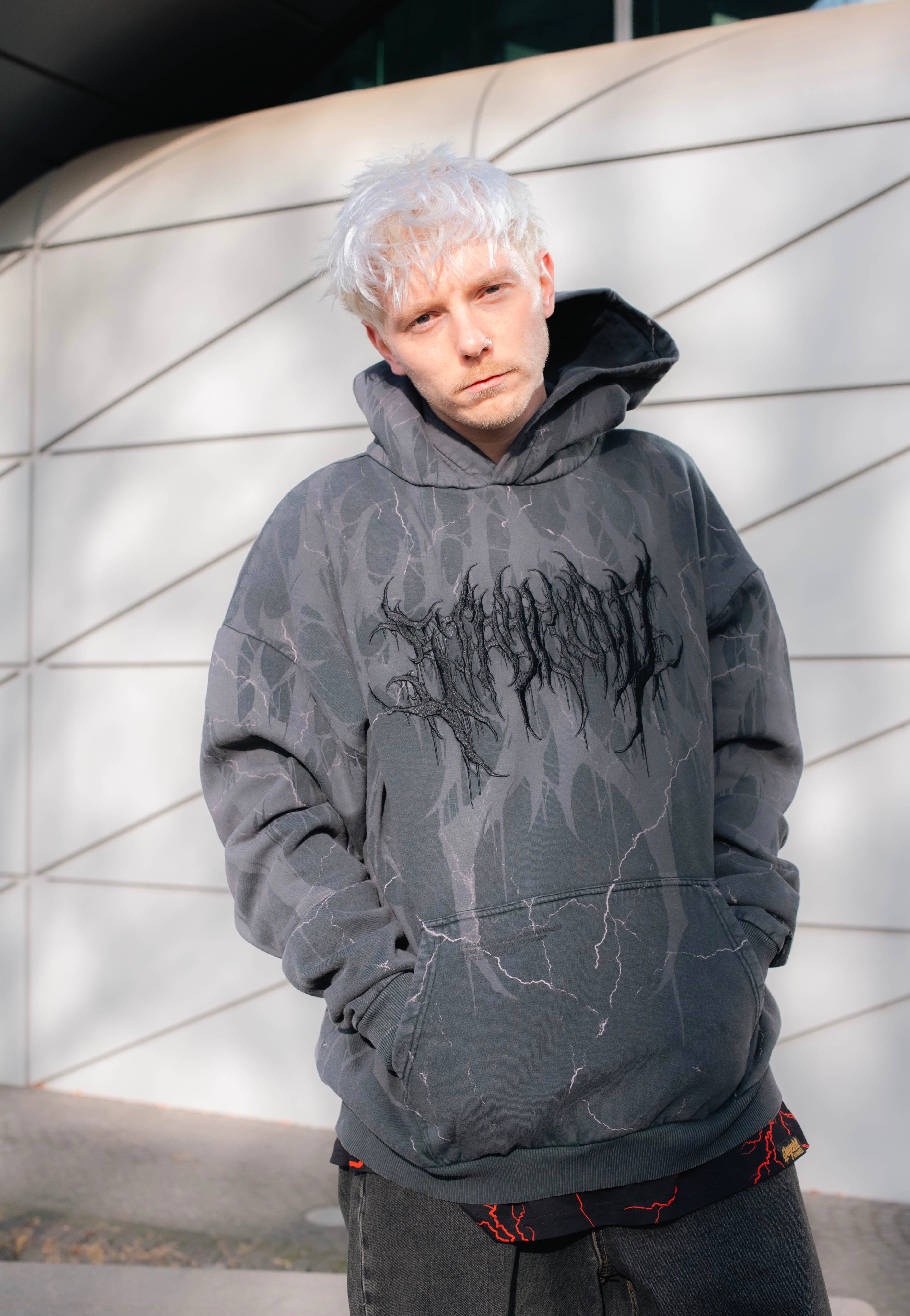 Stay Cold Apparel - Bloodshot Heavy Oversized Black Acid - Hoodie