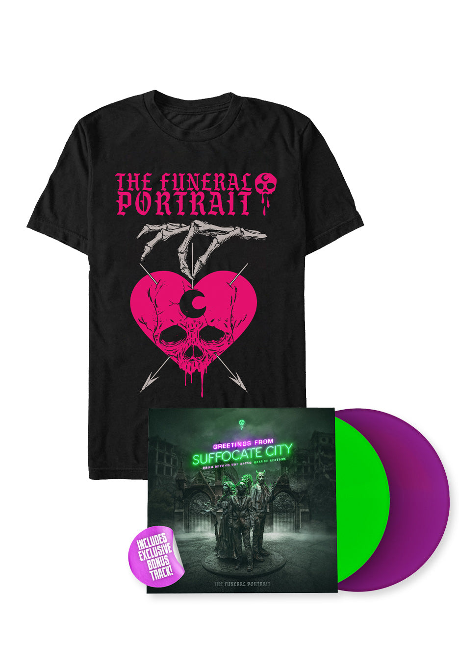 The Funeral Portrait - Greeting From Suffocate City (Deluxe) Valentines T-Shirt - Colored 2 Vinyl Special Pack
