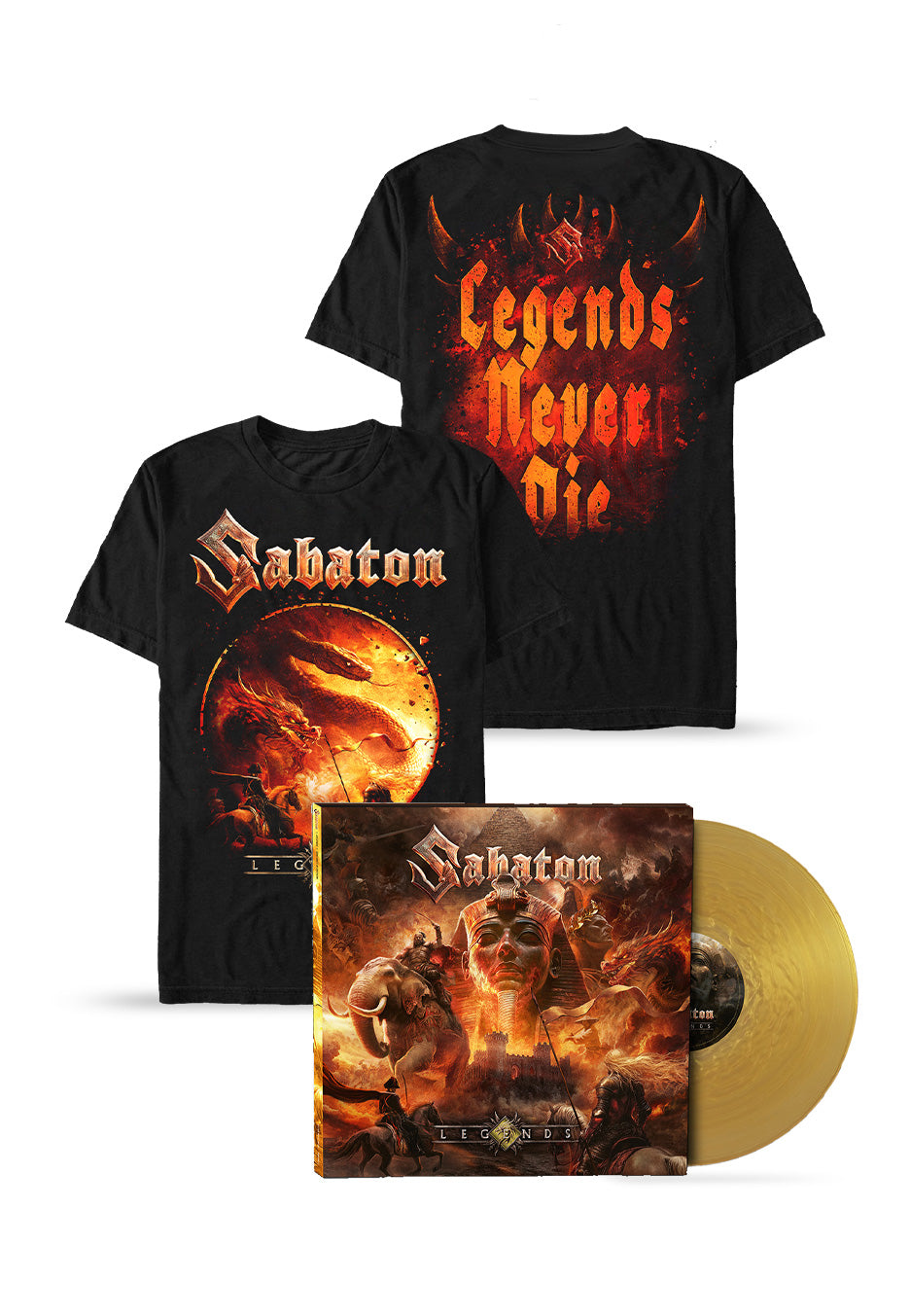 Sabaton - GAMESCOM 2025 Legends Never Die T-Shirt - Ltd. Gold Colored Vinyl Special Pack