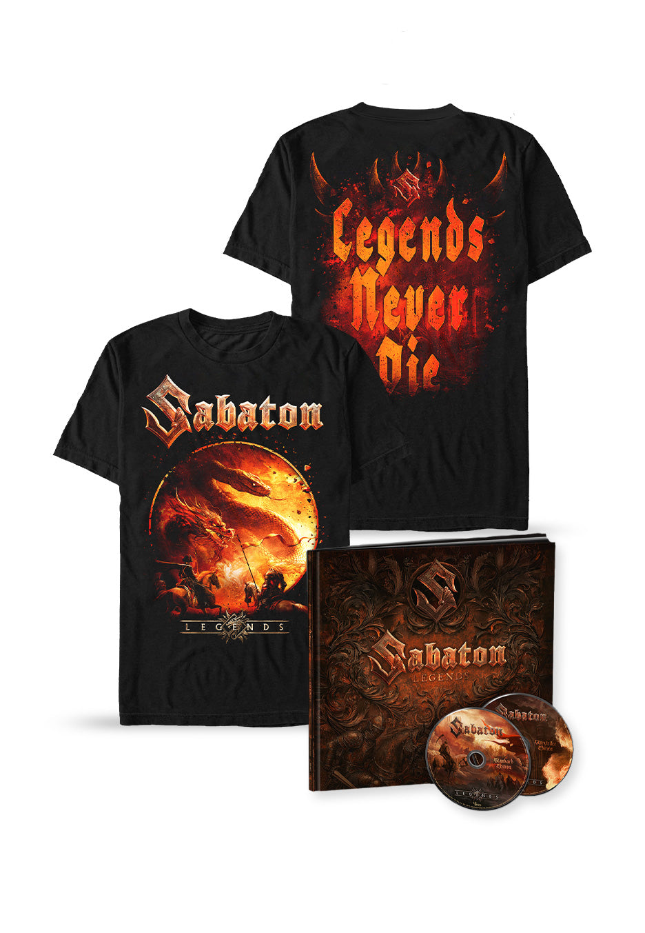 Sabaton - GAMESCOM 2025 Legends Never Die T-Shirt - 2 CD Earbook Special Pack