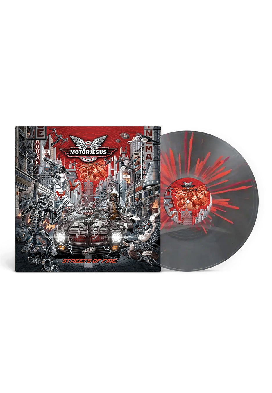 Motorjesus - Streets Of Fire (Tour Edition) Ltd. Silver w/ Red - Splattered Vinyl | Neutral-Image