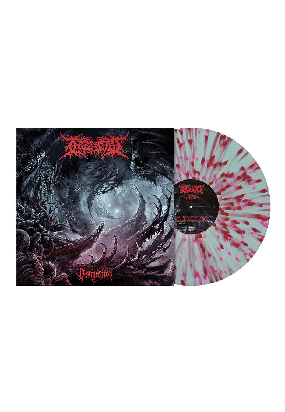 Ingested - Denigration Ltd. Clear Turquoise Blue w/ Red & Neonpink - Splattered Vinyl | Neutral-Image