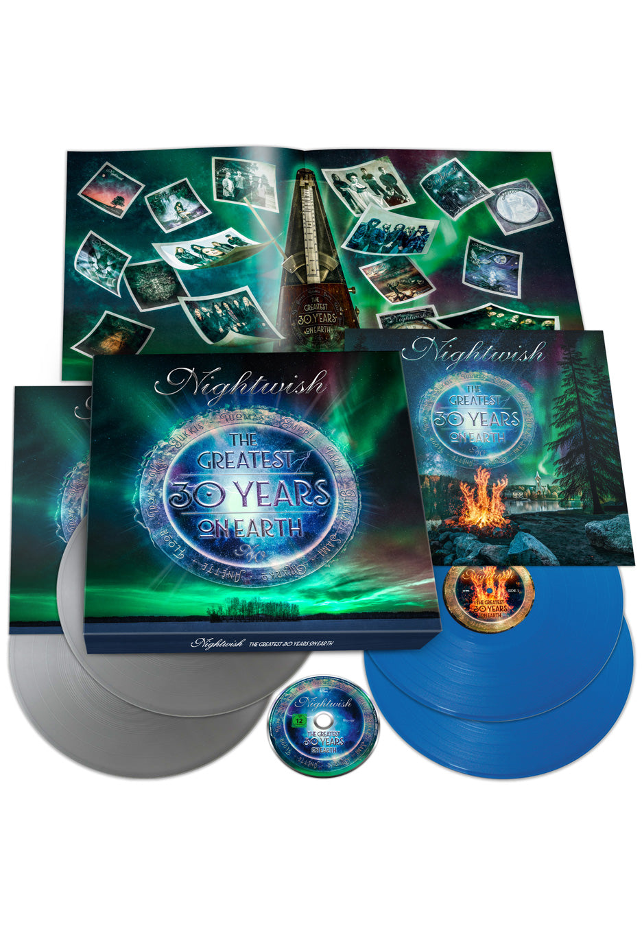 Nightwish The Greatest 30 Years On Earth Ltd. Silver & Blue Colored 4 Vinyl + Blu-Ray Box Set