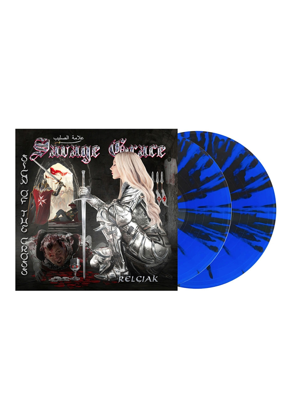 Savage Grace Sign Of The Cross Ltd. Blue w/ Black Splattered 2 Vinyl
