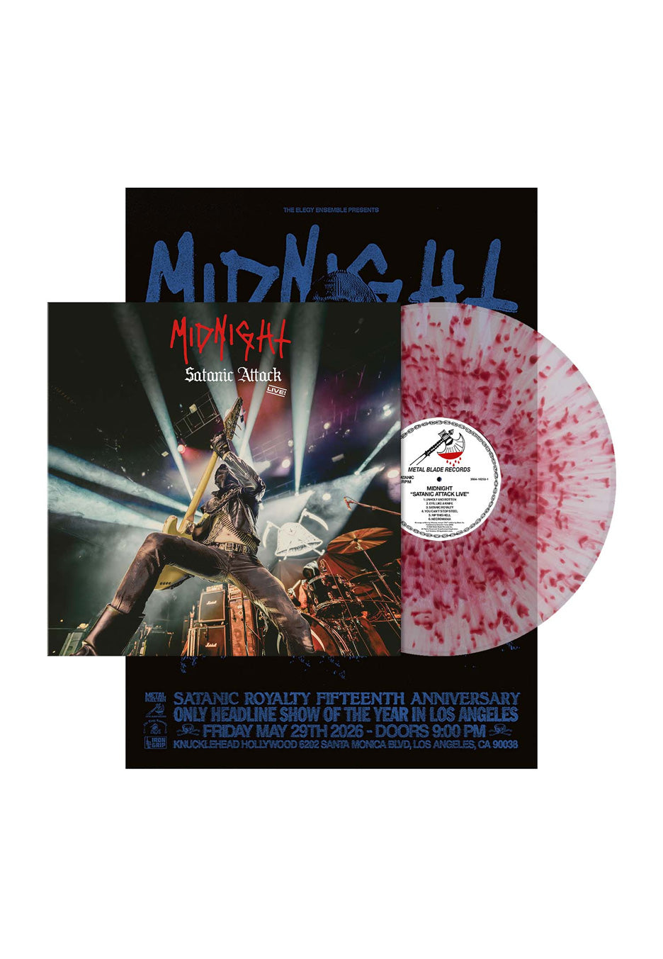 Midnight Satanic Attack Live! Ltd. Blood Splatter Splattered Vinyl