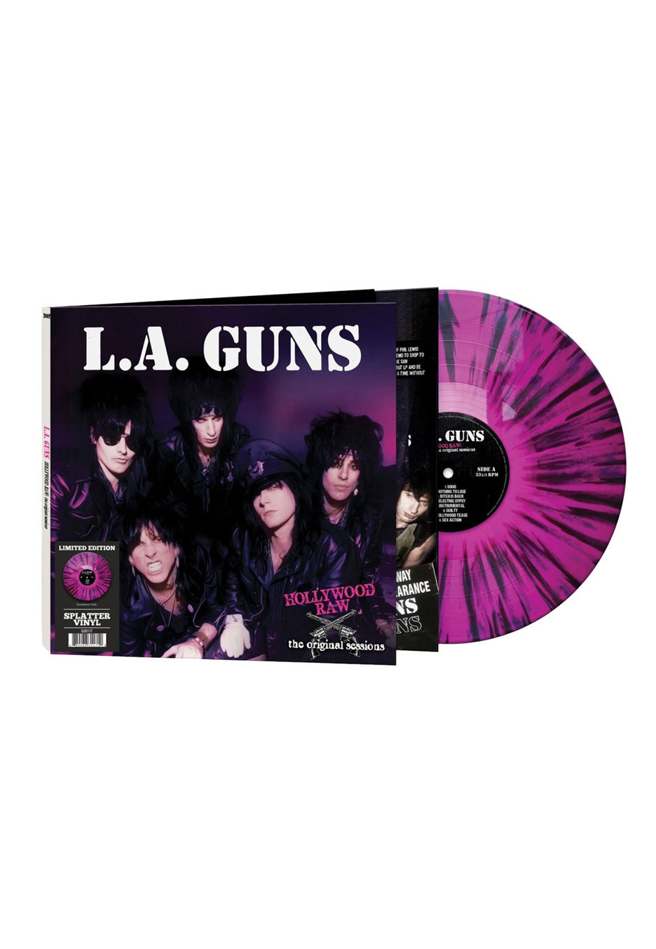 L.A. Guns Hollywood Raw: The Original Session Ltd. Purple w/ Black Splattered Vinyl