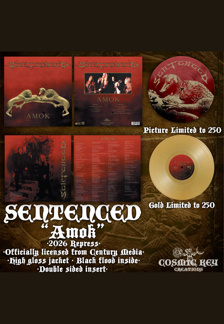 Sentenced Amok Gold Colored Vinyl