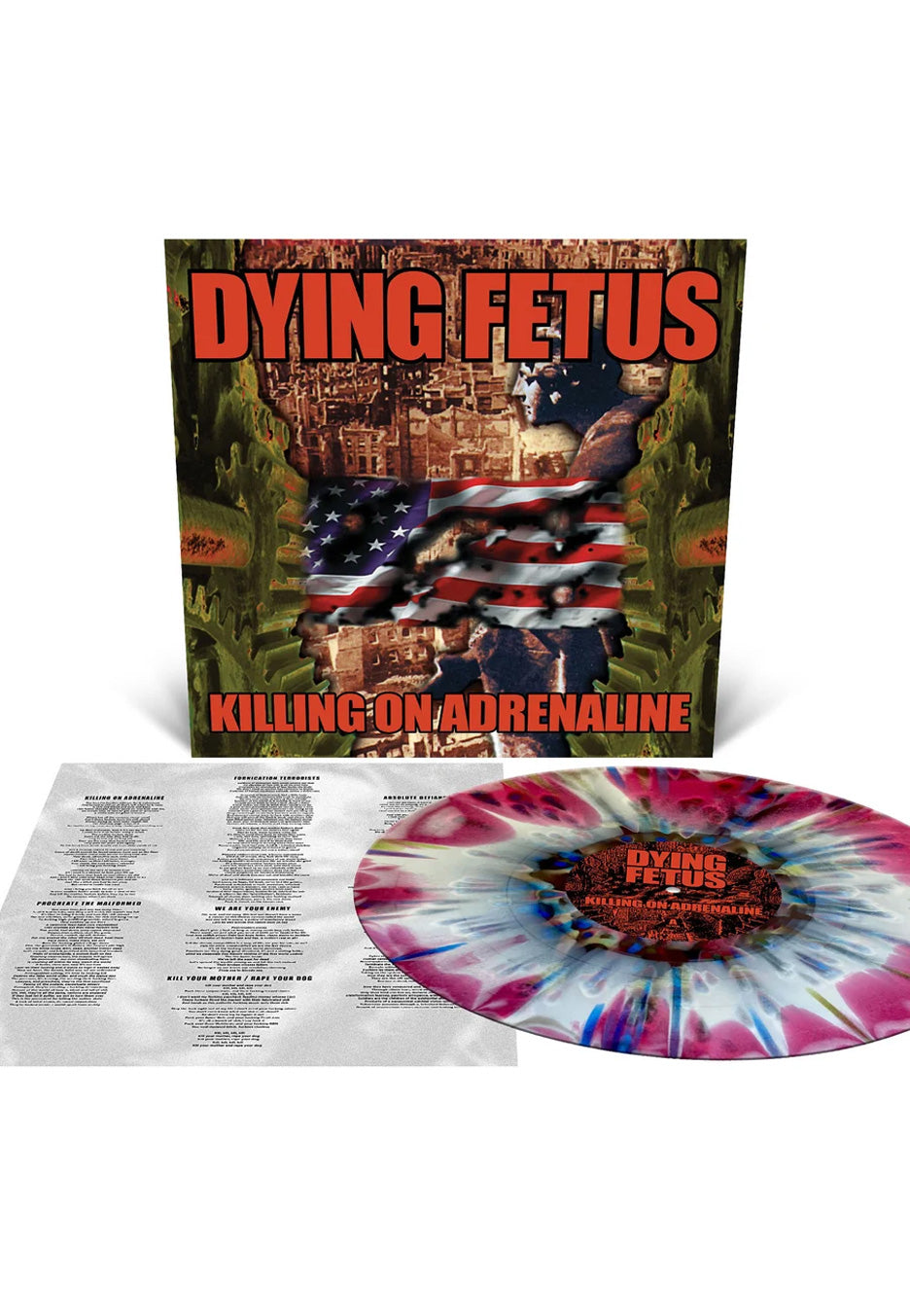 Dying Fetus Killing On Adrenaline Ltd. Black Ice/White/Red w/ Sky Blue/Cobalt Blue/Green Splattered Vinyl