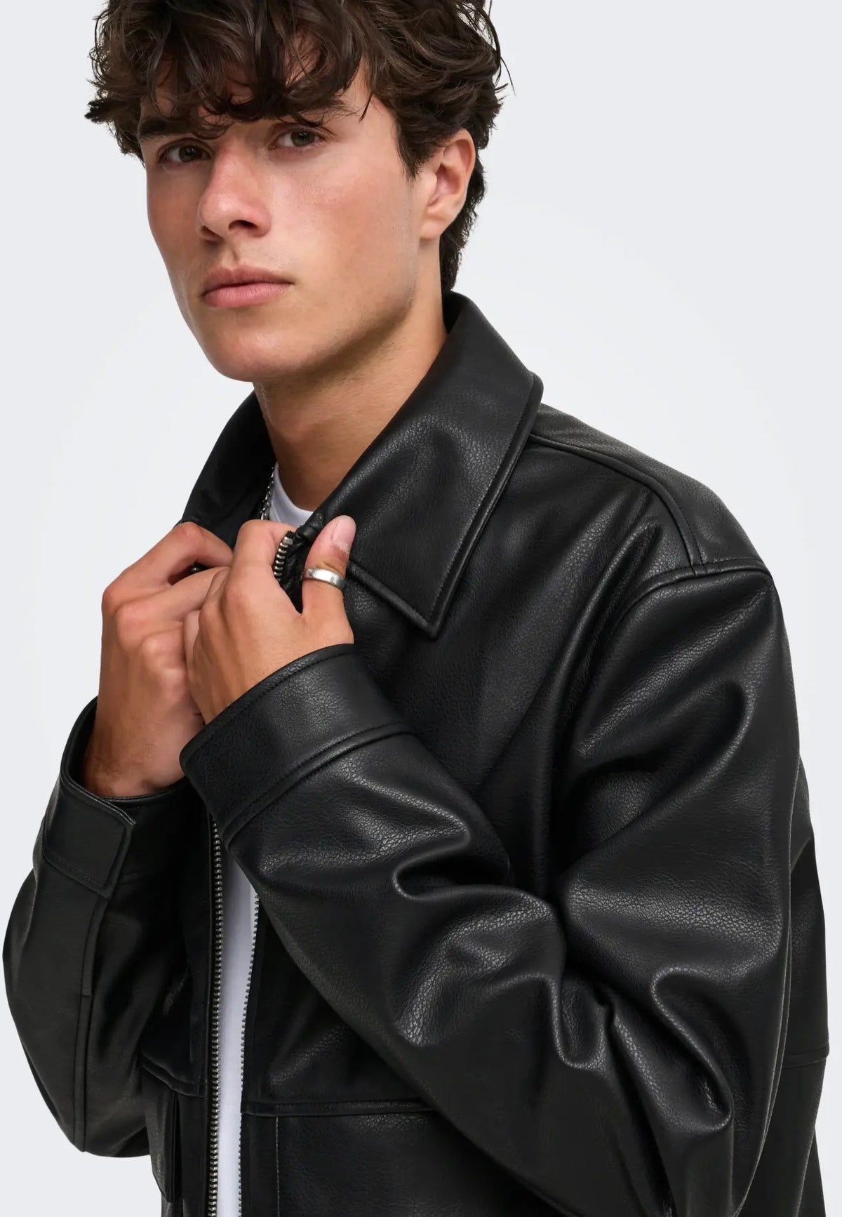 Only & Sons Bate PU Black Leather Jacket