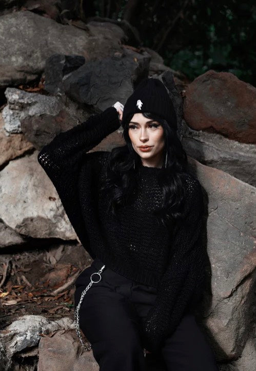 Lively Ghosts Ghostie Midnight Black Beanie