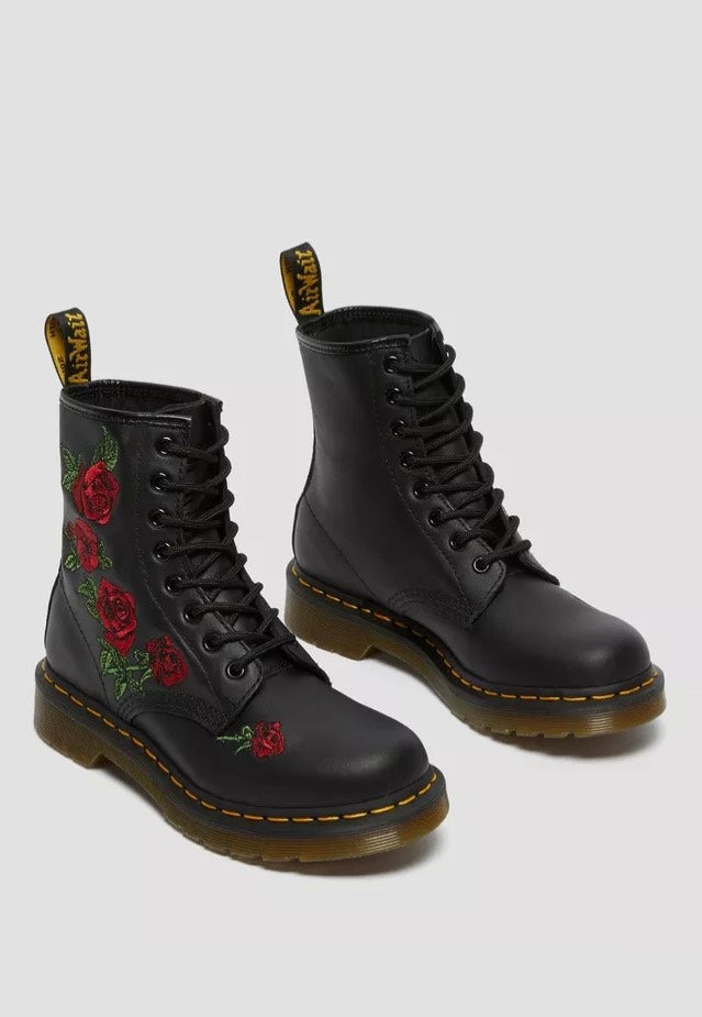 Dr. Martens - 1460 Vonda Floral Rose Black Softy - Girl Shoes | Women-Image