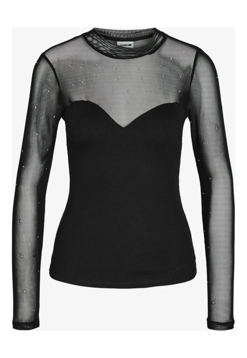 Noisy May Maya Black Stud Mesh With Stones Top
