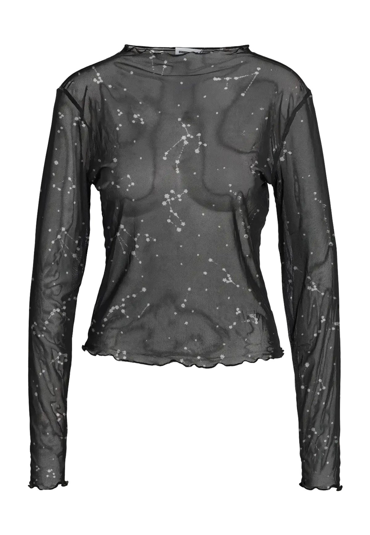 Noisy May Star Foil High Neck Mesh Black Zodiac Top