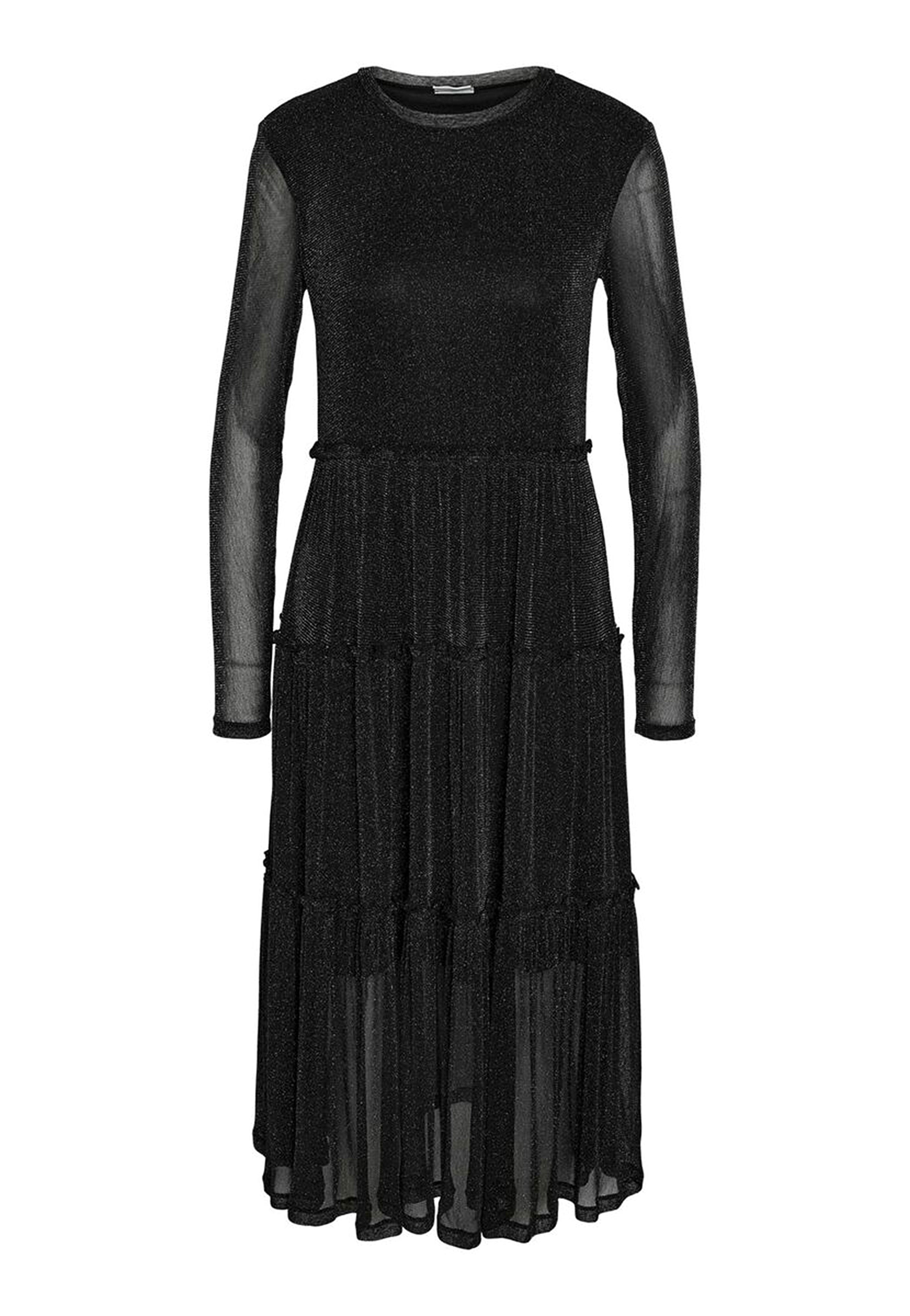 Noisy May - Shimmy Layer Frill Black Silver Lurex - Dress