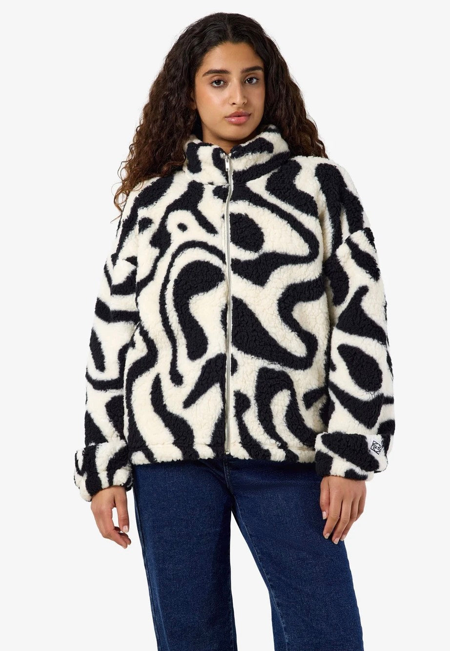 Noisy May Luca Check Soft Fleece Black/White Chaqueta