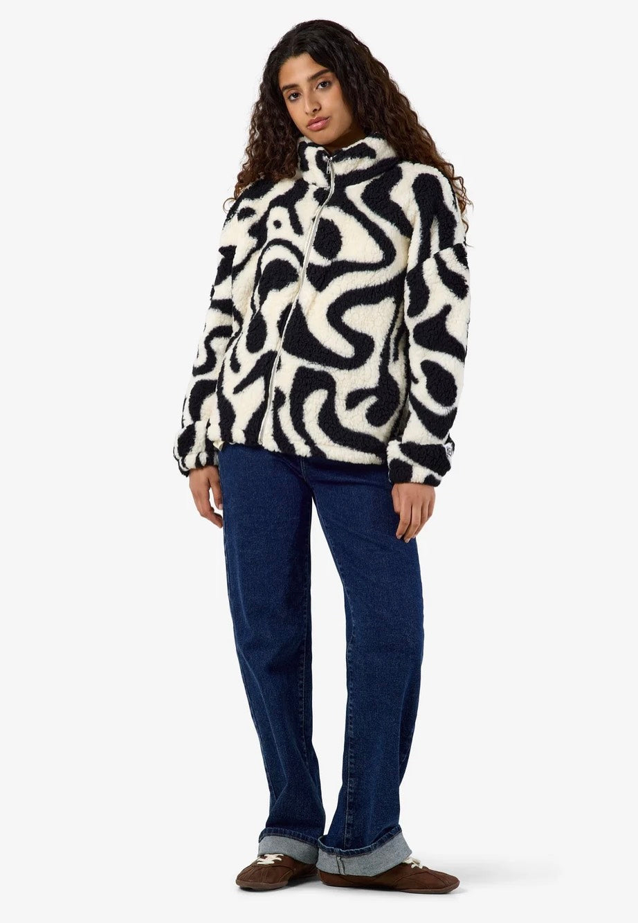 Noisy May Luca Check Soft Fleece Black/White Chaqueta