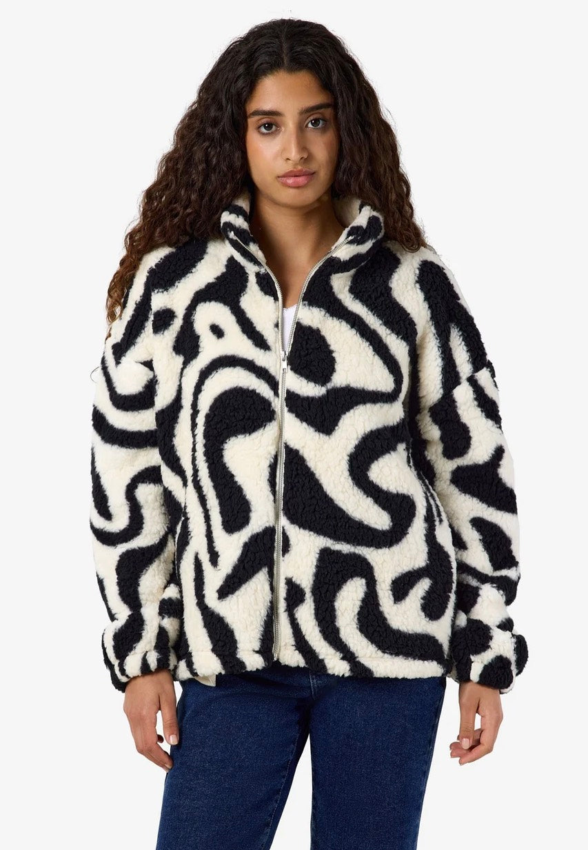 Noisy May Luca Check Soft Fleece Black/White Chaqueta