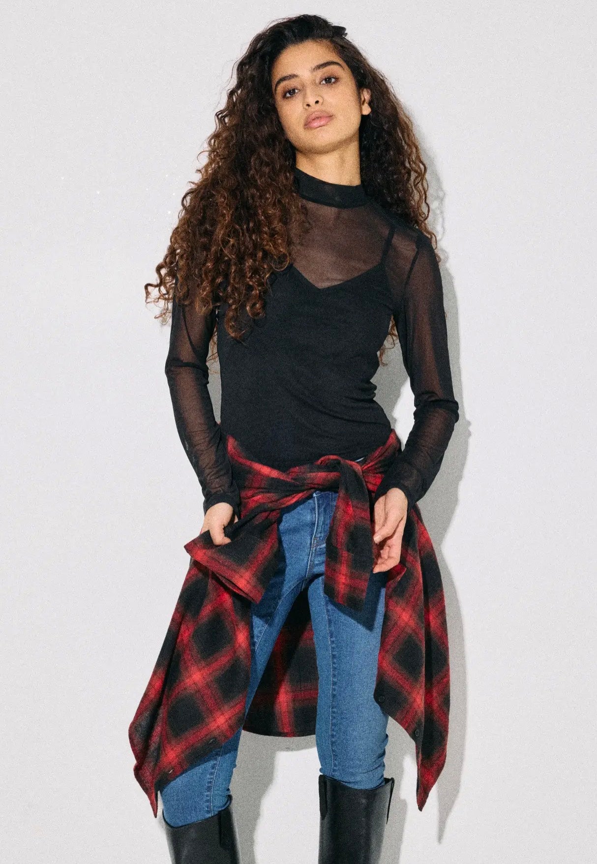 Noisy May Percy Mesh Black Oberteil