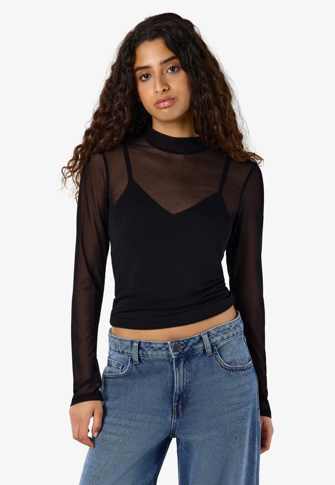 Noisy May Percy Mesh Black Oberteil