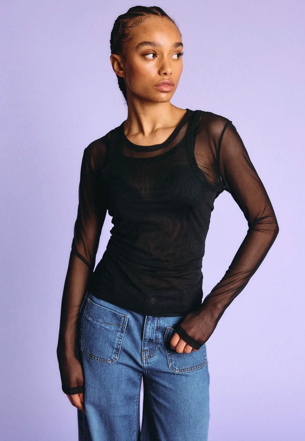 Noisy May - Judith Doublelayer Mesh Black - Top | Women-Image