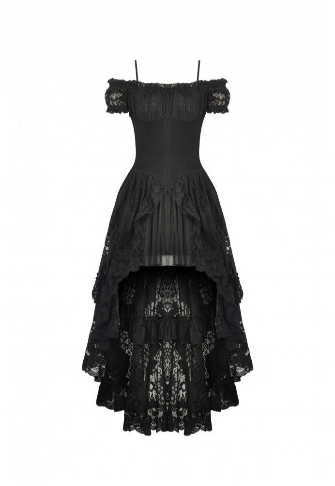 Dark In Love - Gothic Elegant Lady Lace Dovetail - Dress | Women-Image