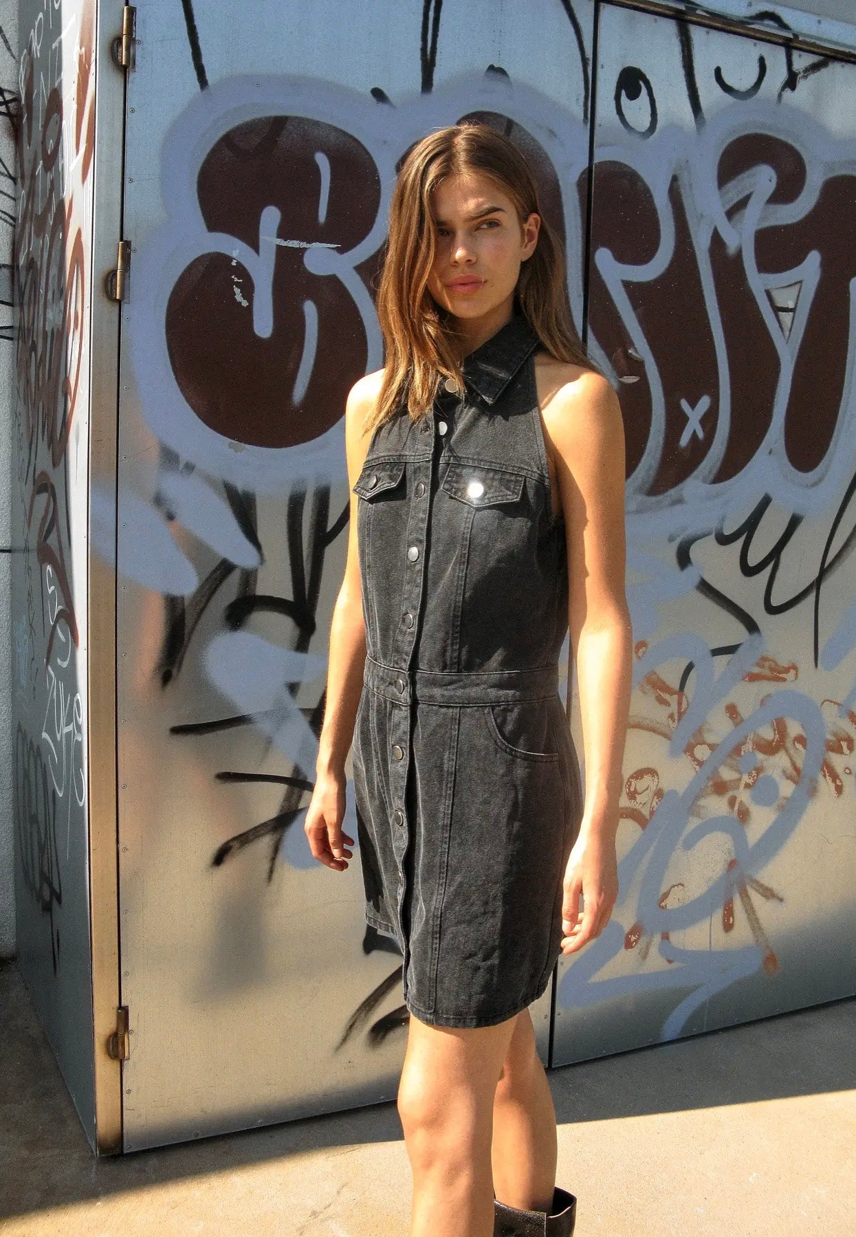 Noisy May - Lardie Slim Black Denim - Dress | Women-Image