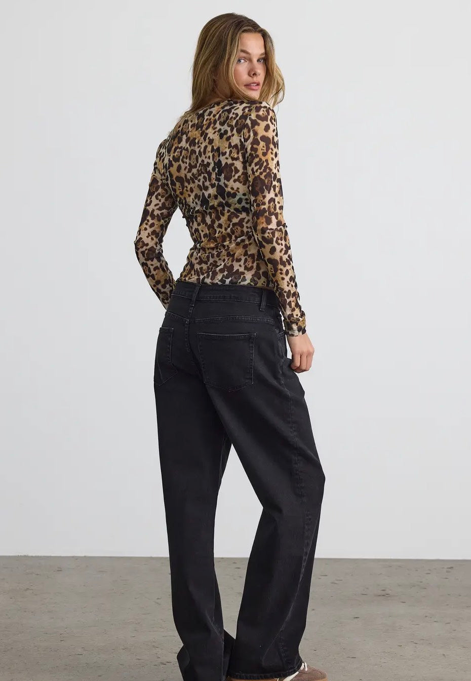 Noisy May - Judith L/S Mesh Black Leo - Top | Women-Image