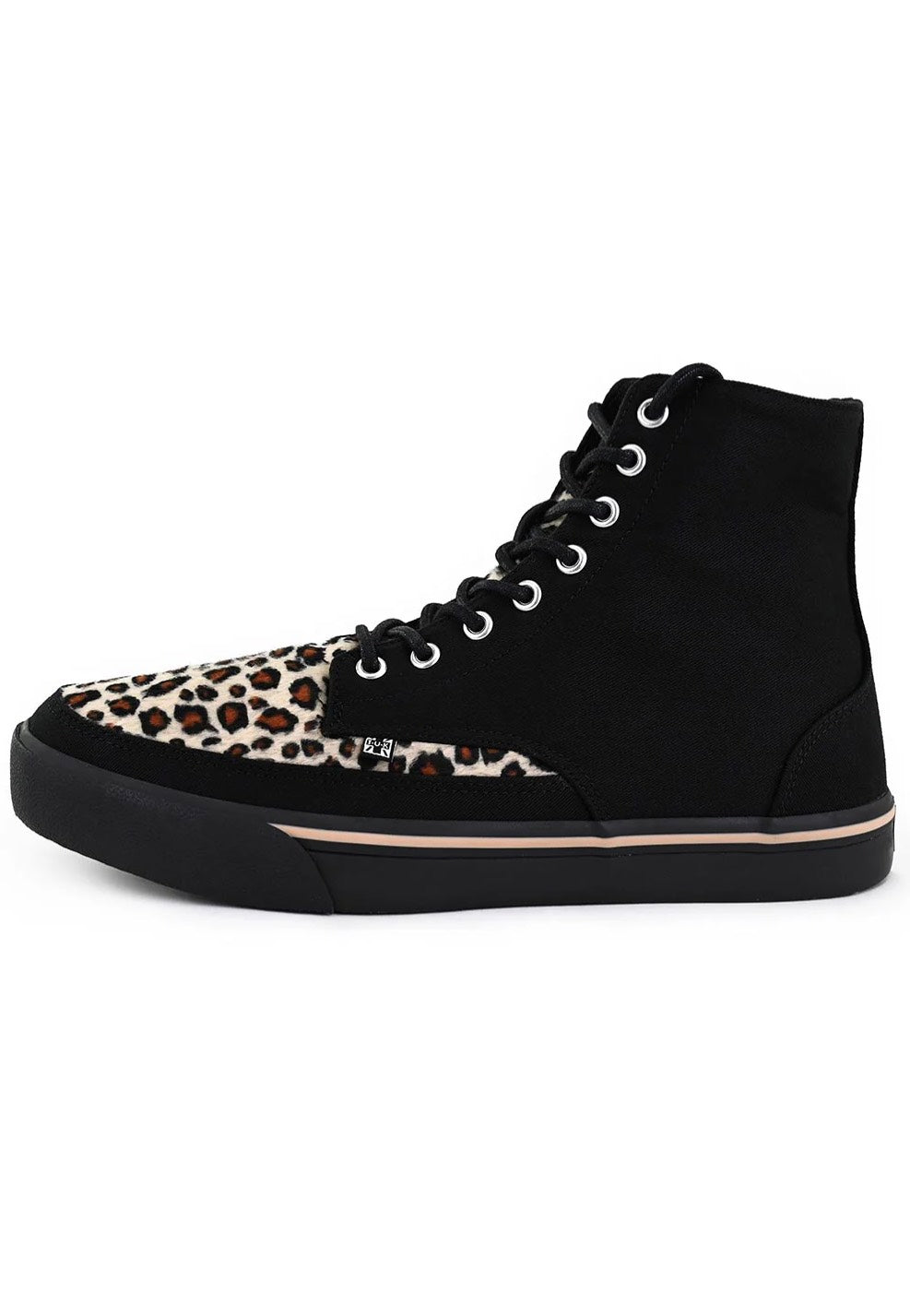 T.U.K. - Creeper Hi Top Classic Black/Leopard Canvas - Girl Shoes | Women-Image