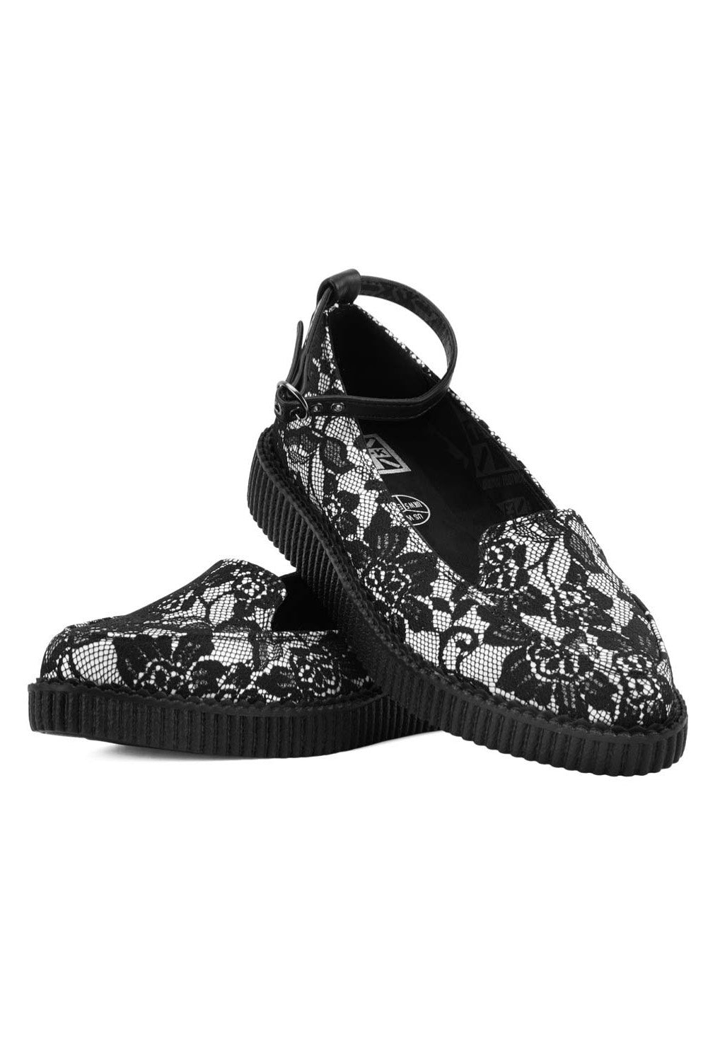 T.U.K. - Ballet Creeper Ankle Strap Black/White Lace - Girl Shoes | Women-Image