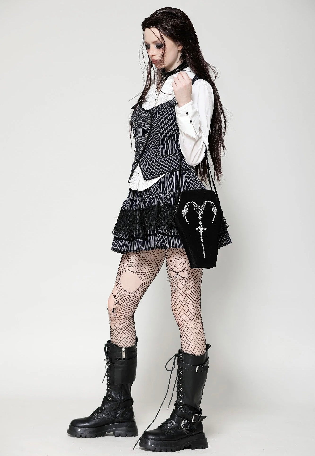 Dark In Love - Horn Embroidery Coffin - Bag | Neutral-Image