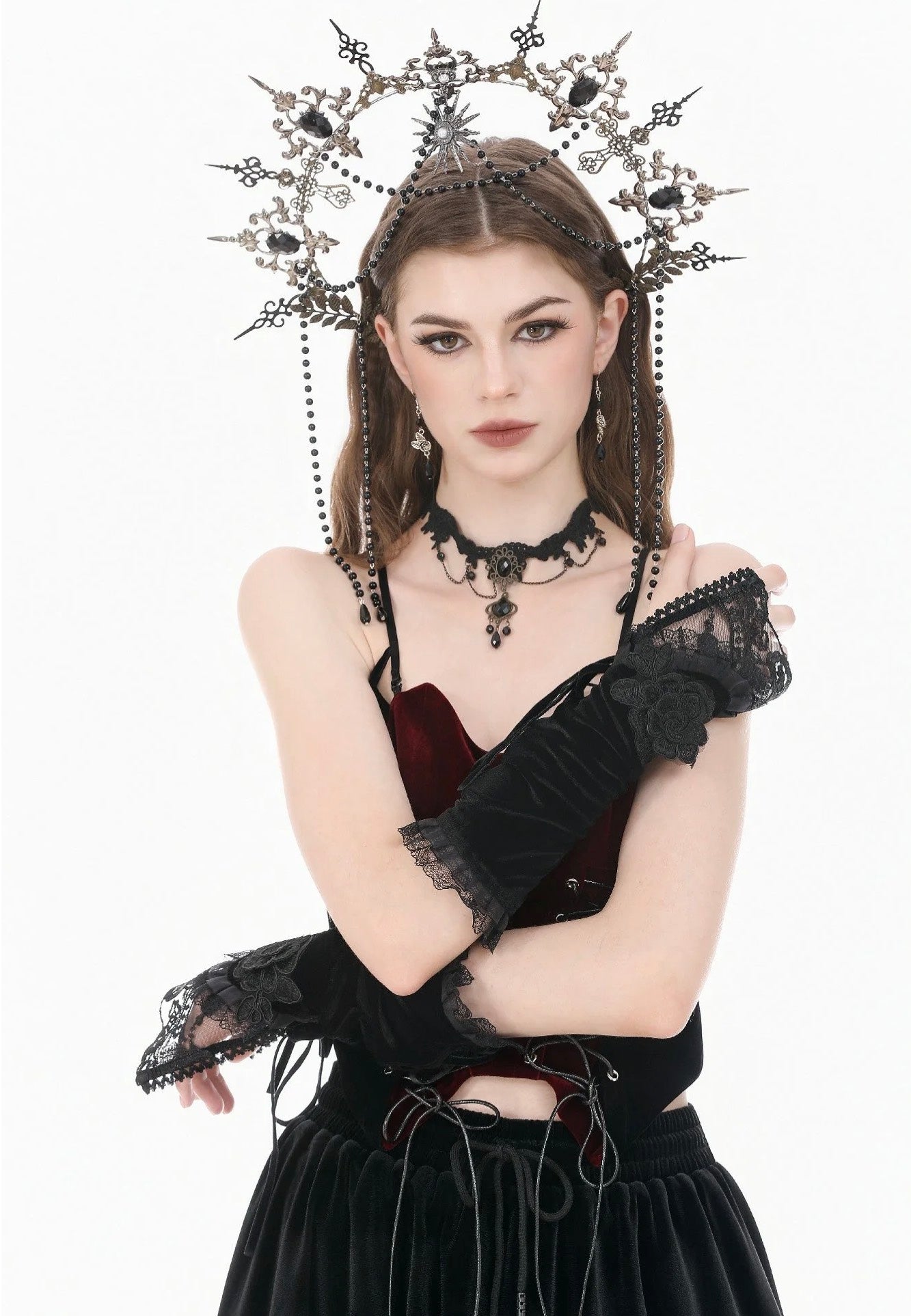 Dark In Love Gothic Romantic Vintage Velvet Black Manchettes
