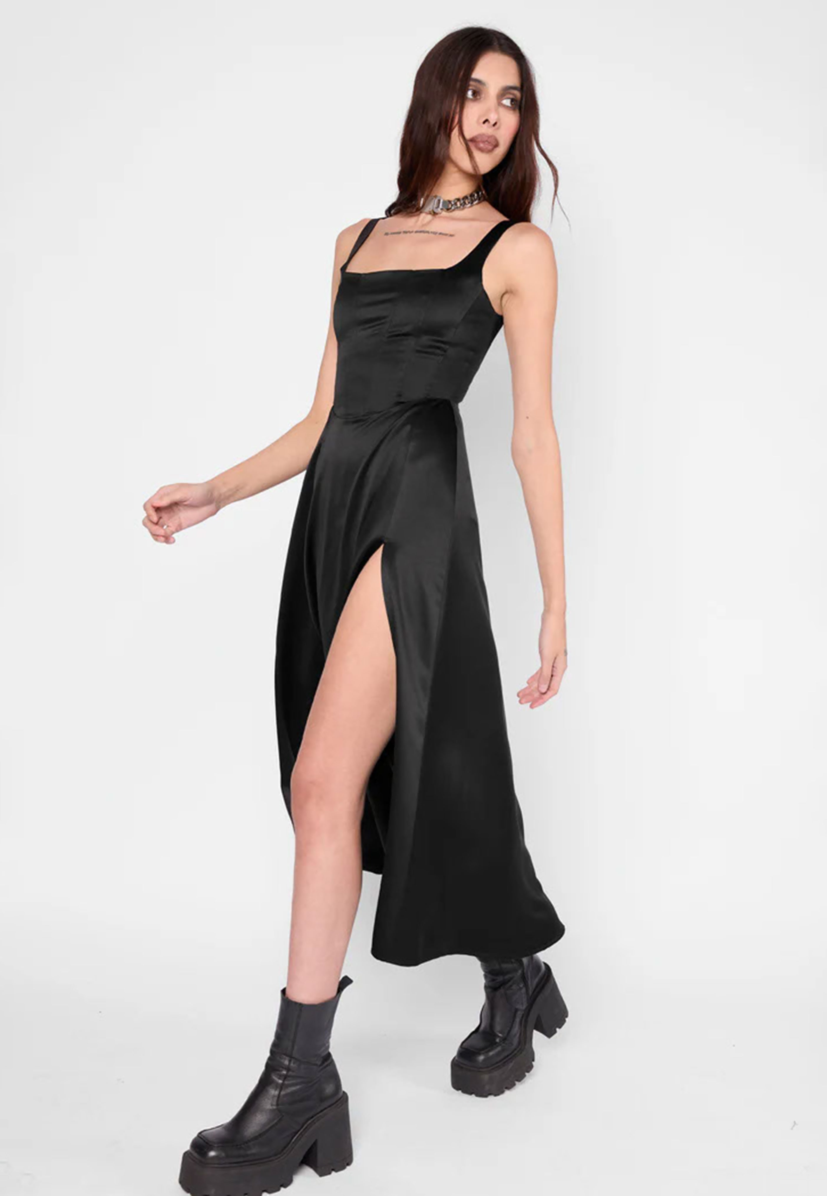 Mary Wyatt - Alyx Satin Corset Midi - Dress | Women-Image