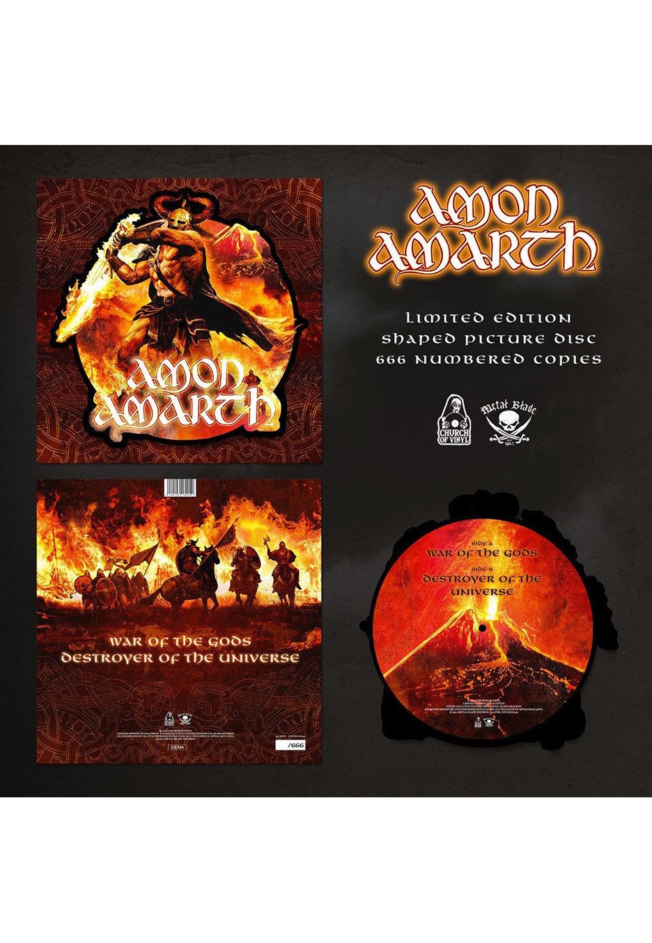Amon Amarth - War Of The Gods Shape - Colored Mini Vinyl