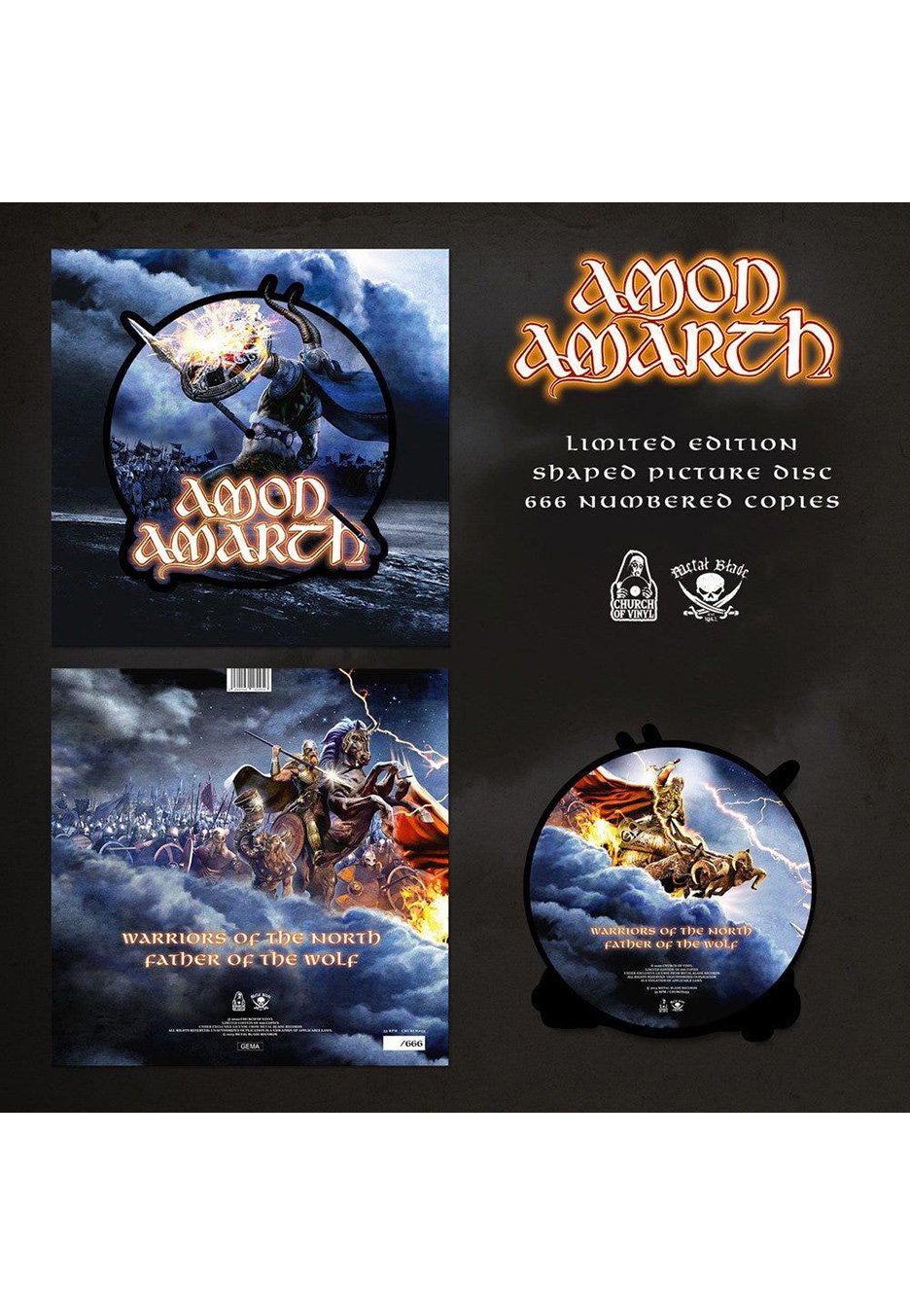 Amon Amarth - Warriors Of The North Shape - Colored Mini Vinyl