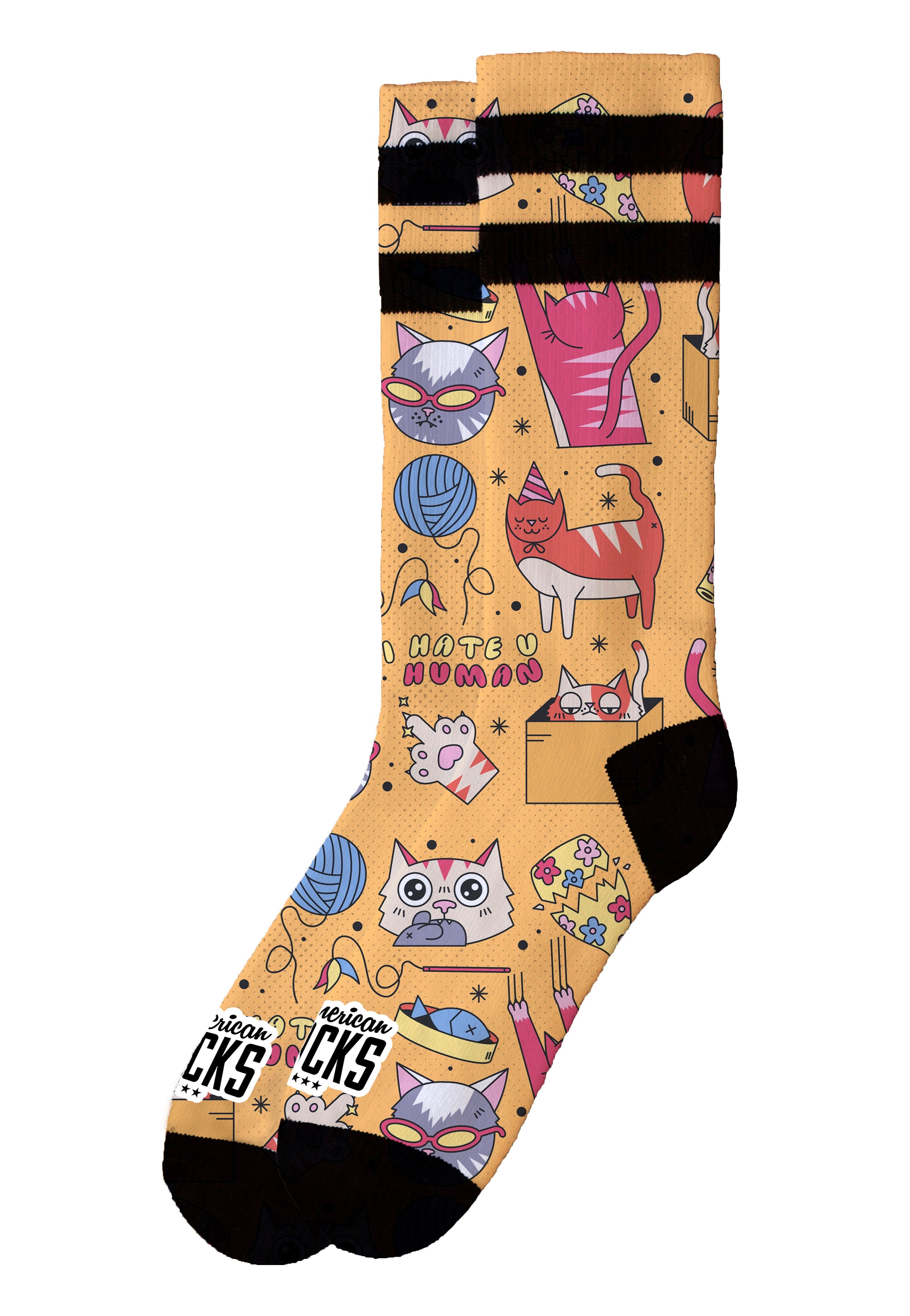 American Socks - Kittens Mid High Yellow - Socks