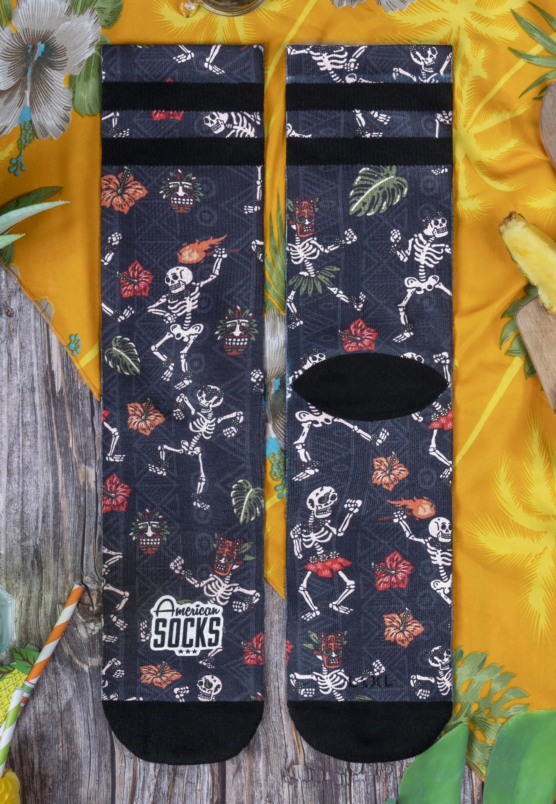 American Socks - Dancing Skeletons Mid High Black - Socks