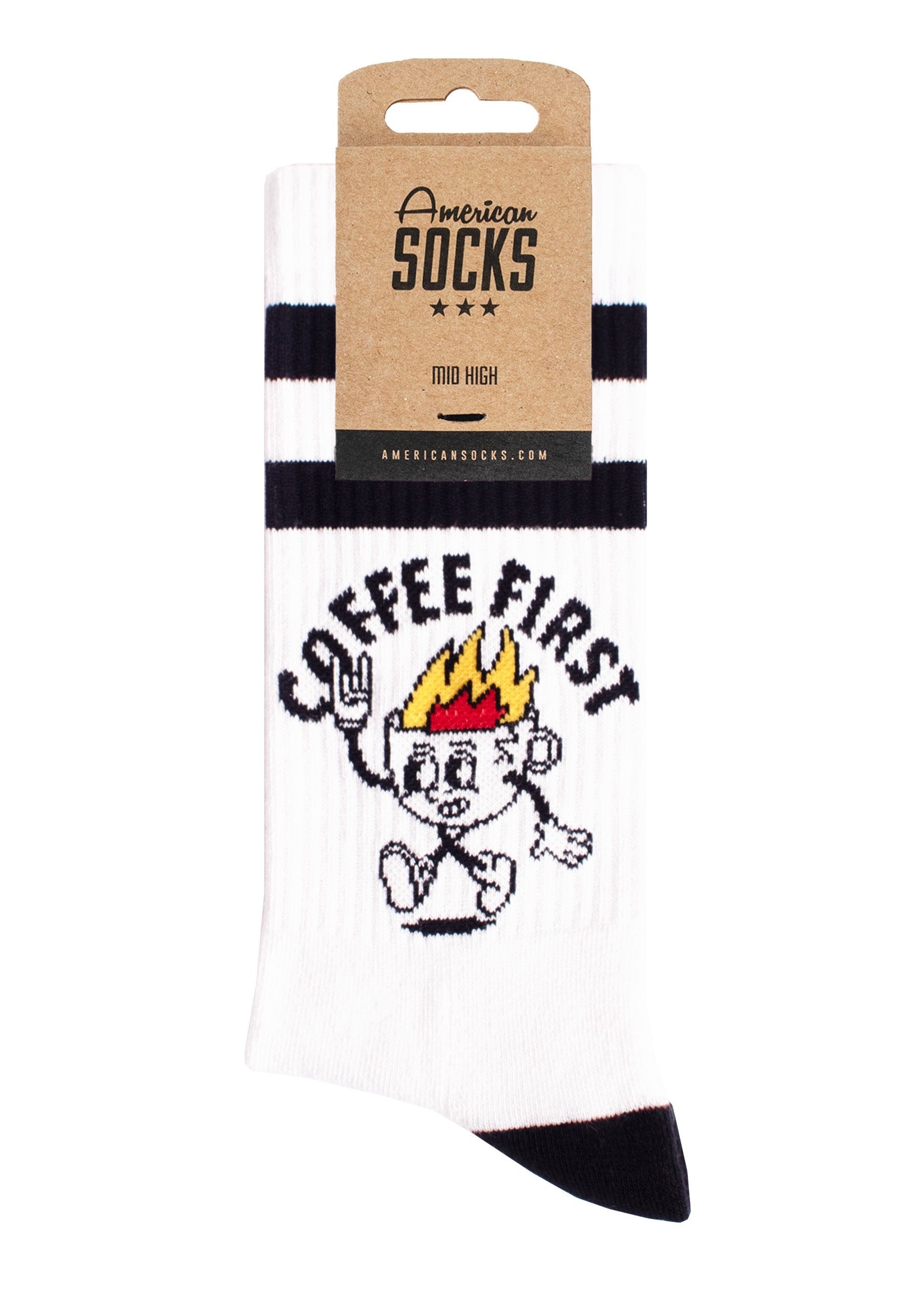 American Socks - Coffee First Mid High White - Socks