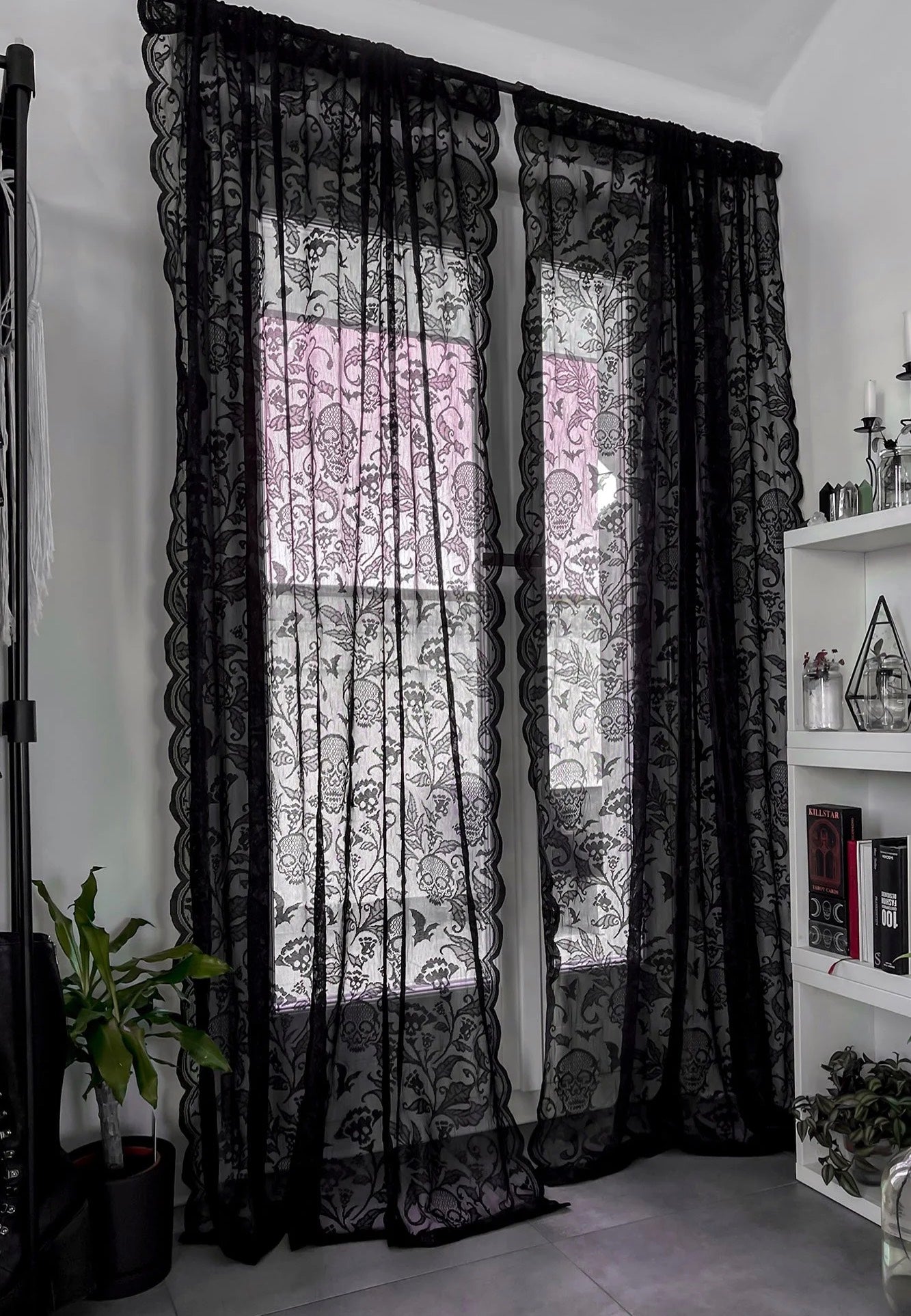 Killstar - Asra Lace Set Of 2 Black - Curtains | Neutral-Image